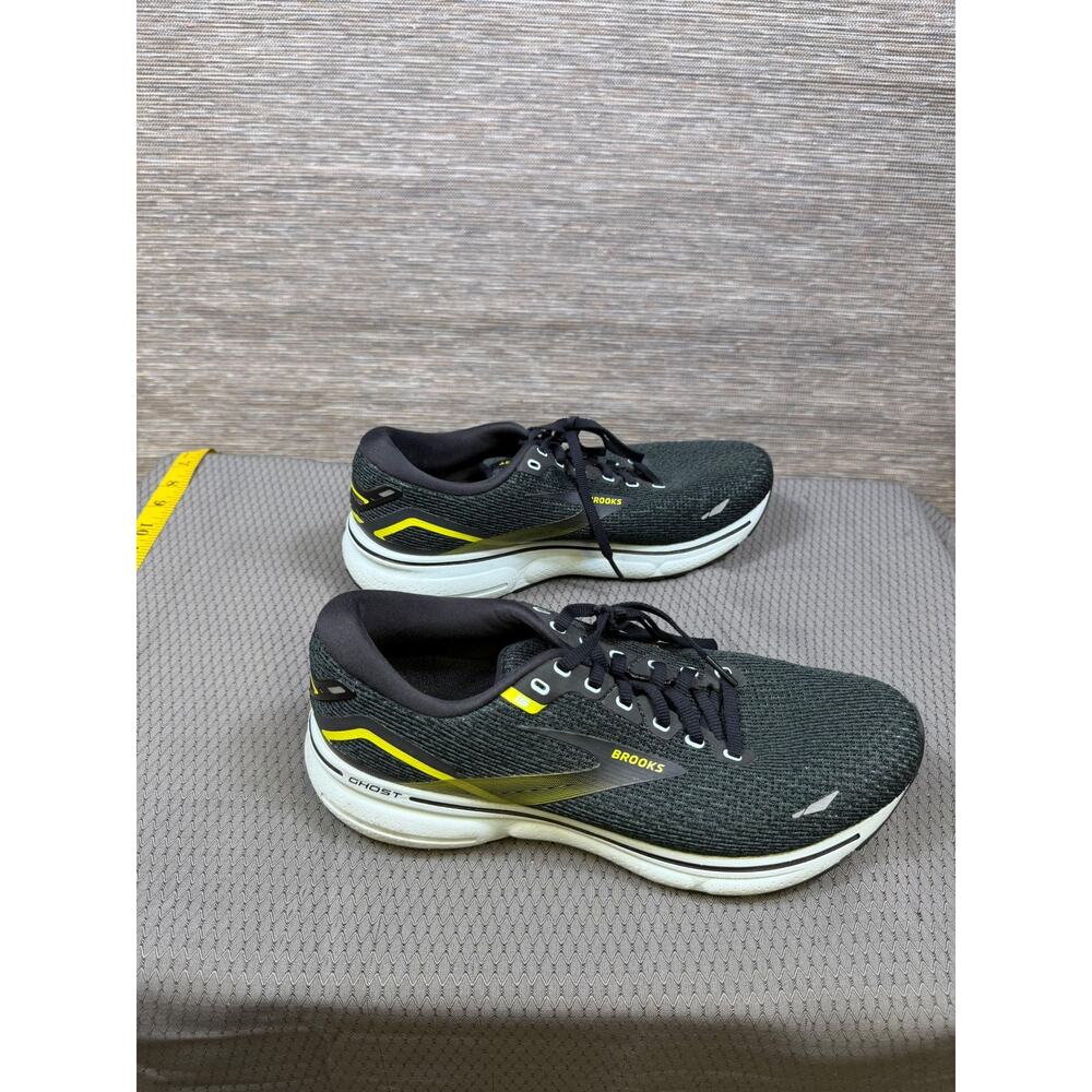 Brooks Ghost Shoes Mens Size 9.5 Black Yellow Running Sneakers 1103931D096 - Picture 4 of 9